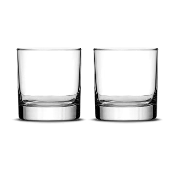 Integrity Bottles Customizable Set of 2 Premium Whiskey Glasses, 11oz, Laser Etched or Hand Etched