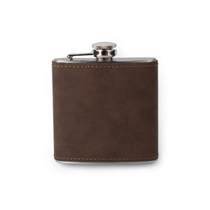 Customizable, Premium Leather Saddle Flask, Laser Engraved Gifts, 6oz, Laser Etched or Hand Etched