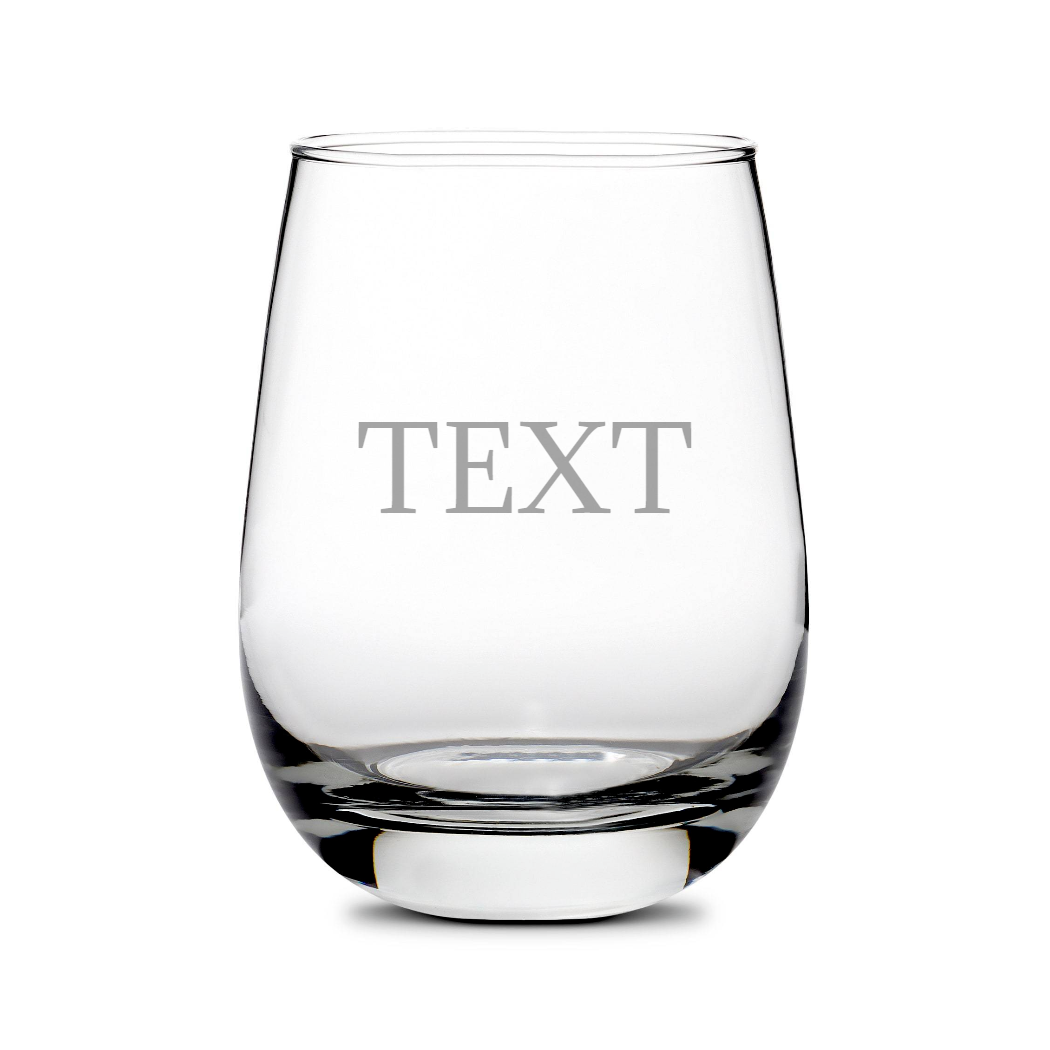 Customizable Stemless Wine Glass, 16oz, Laser Etched or Hand Etched