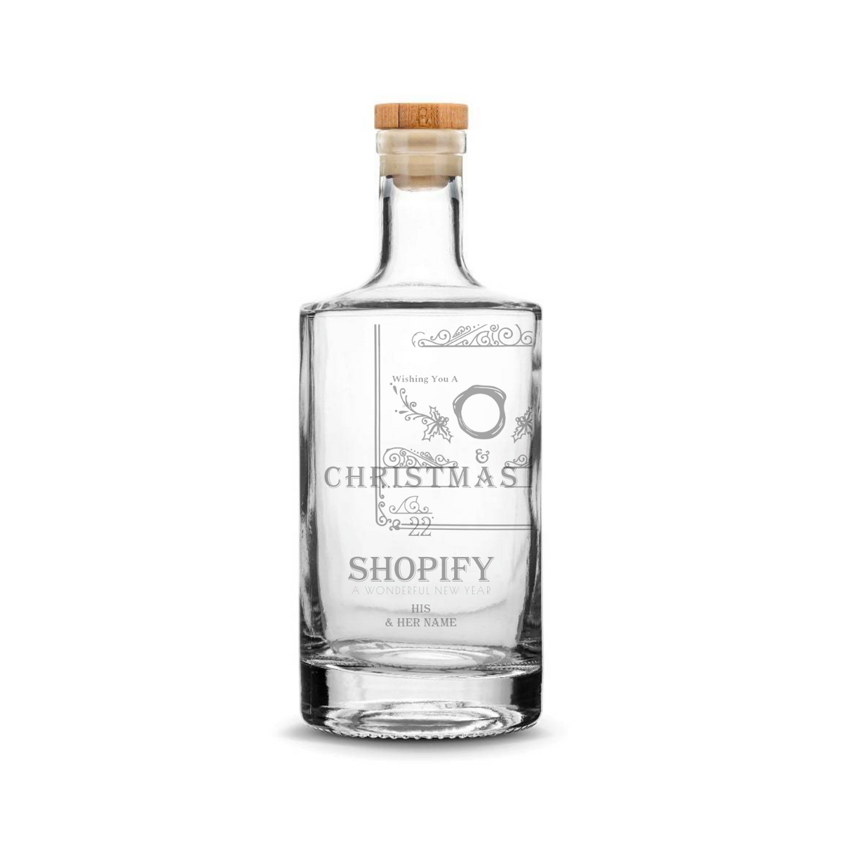 Customizable Merry Christmas Jersey Bottle, 750mL, Laser Etched or Hand Etched