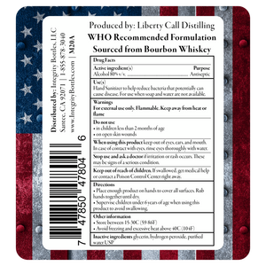 80% Alcohol Hand Sanitizer, Sourced from Bourbon, WHO Recommended Topical Solution, Made in USA by Integrity Bottles