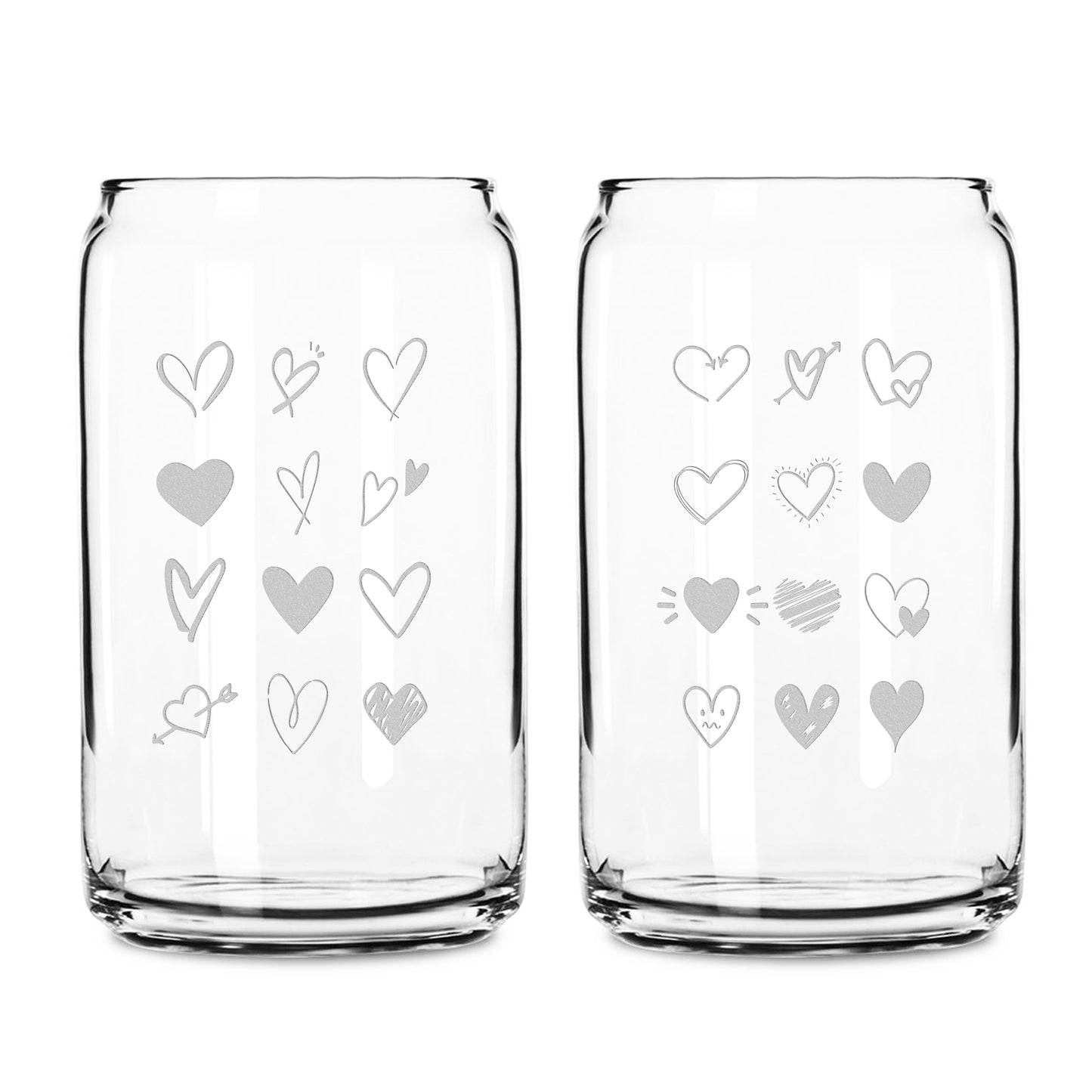 Premium Beer Can Coffee Glass, A lot of Love, Set of 2, 16oz, Laser Etched or Hand Etched