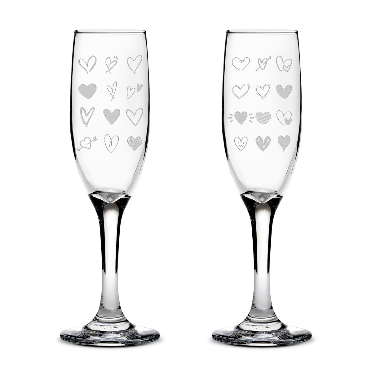 Premium Stemmed Champaign Flute, A Lot of Love, Set of 2, Laser Etched or Hand Etched