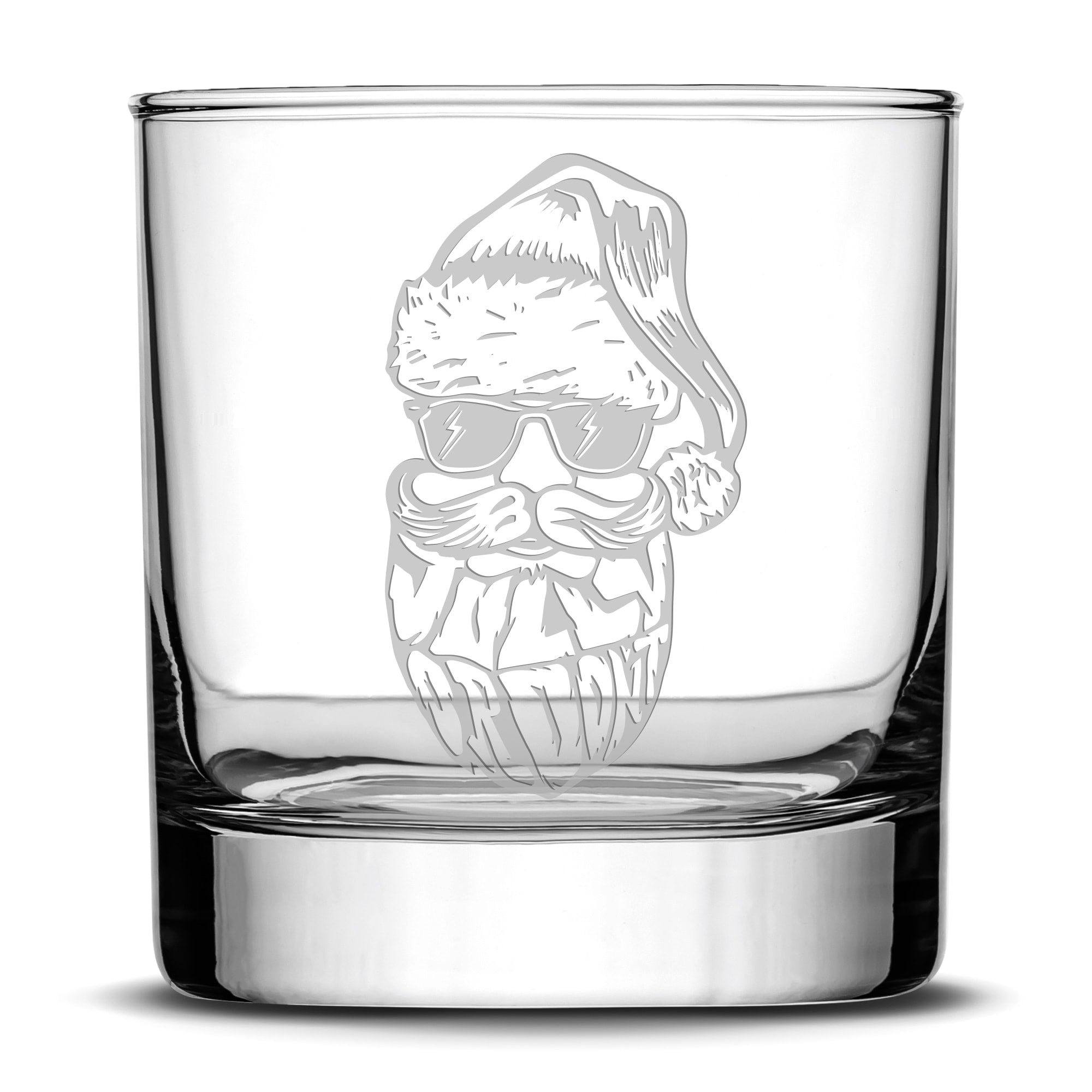 Be Jolly or Don't Whiskey Glass, Hand Etched Christmas Santa, 11oz Rocks Glass, Made in USA