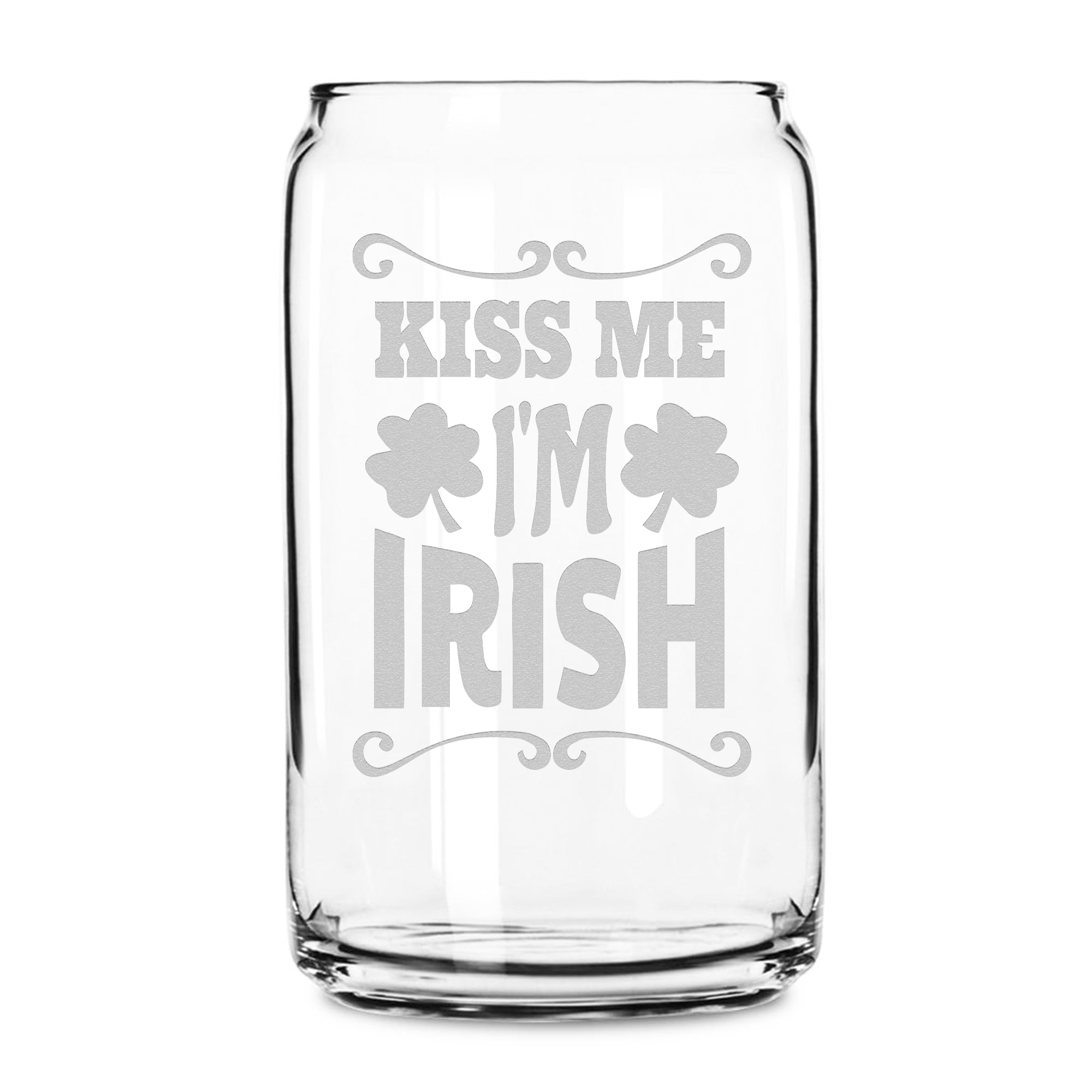 Premium Beer Can Glass, Kiss Me I'm Irish, 16oz