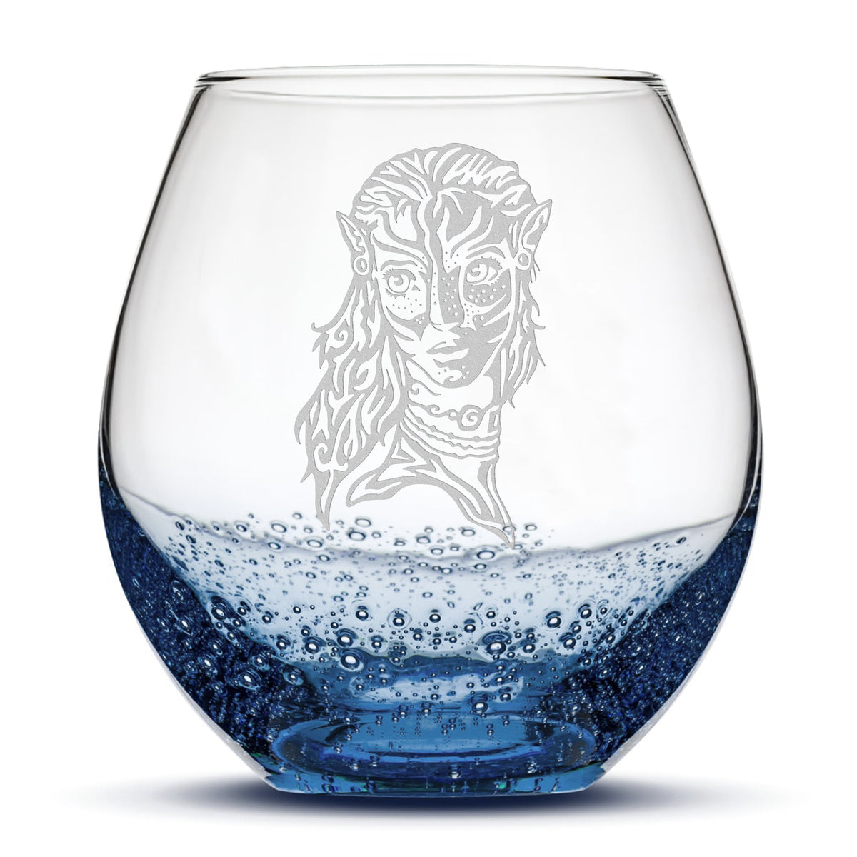 Bubble Wine Glass, Avatar Neytiri, Laser Etched or Hand Etched, 18oz