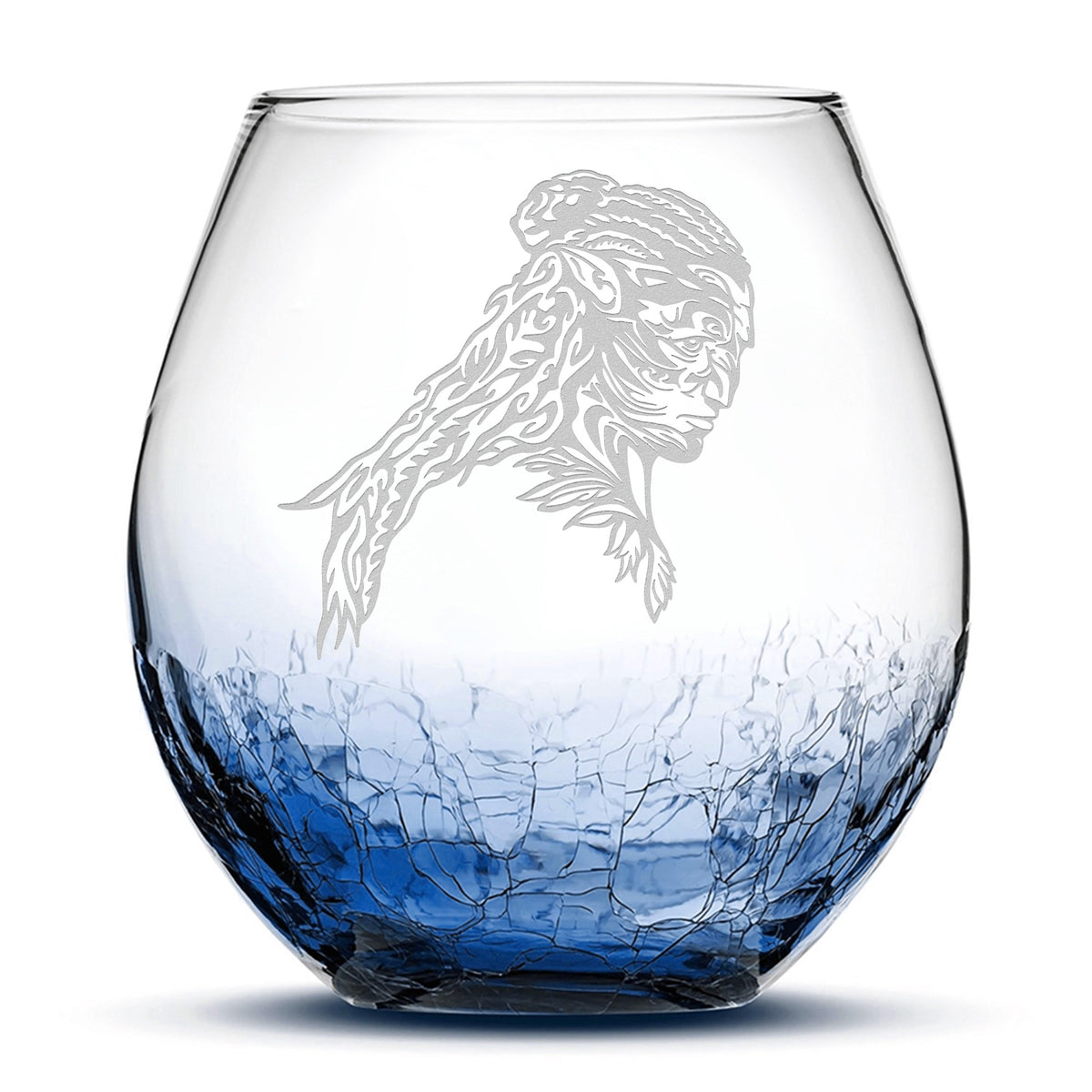 Crackle Wine Glass, Avatar Tonowari, Laser Etched or Hand Etched, 18oz