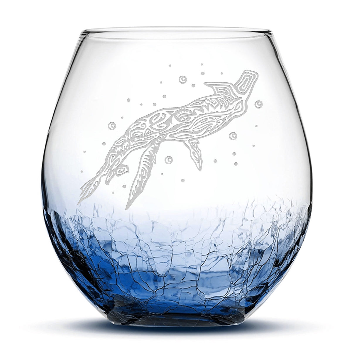 Crackle Wine Glass, Avatar Tulkun, Laser Etched or Hand Etched, 18oz