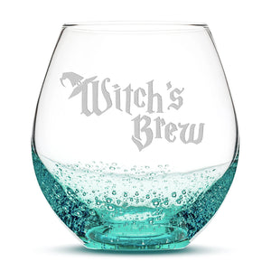 Bubble Wine Glass, Witch's Brew, Laser Etched or Hand Etched, 18oz