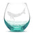 Bubble Wine Glass with Tribal Whale Design, Hand Etched