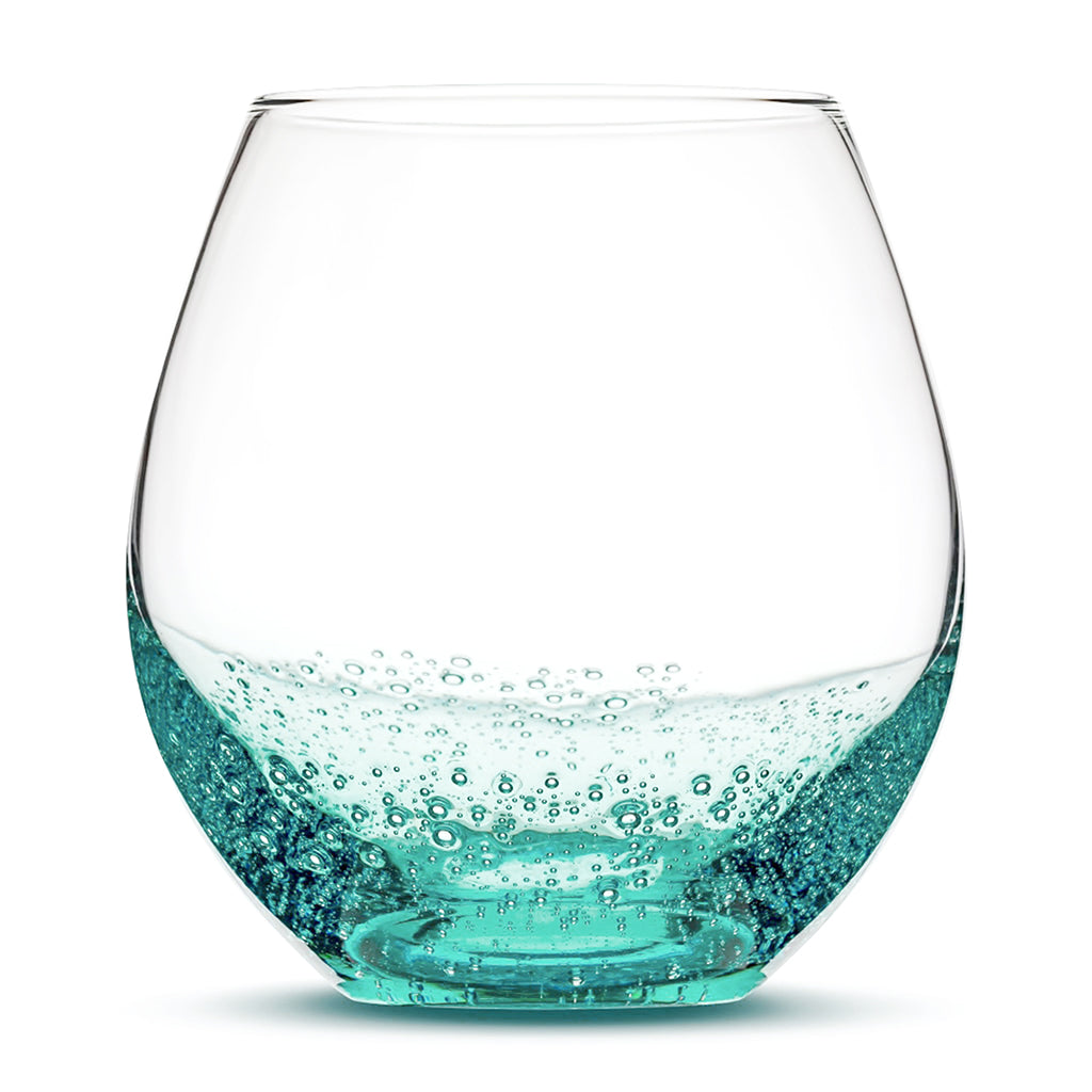 Bubbly Sea Foam Green Wine Glass, 18oz