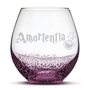 Crackle/Bubble Wine Glass, Amortentia, Laser Etched or Hand Etched, 18oz