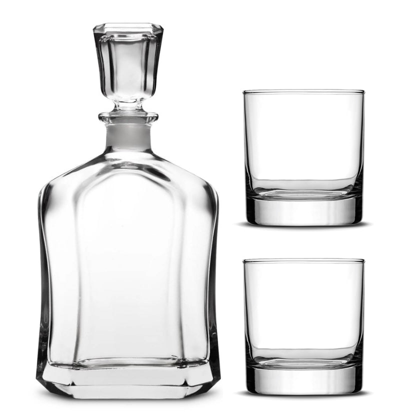 Customizable Capital Whiskey Decanter, with set of Two Custom Whiskey ...