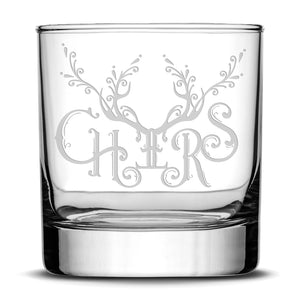 Premium Christmas Cheers Whiskey Glass, Laser Etched or Hand Etched 11oz Rocks Glass, Made in USA, Laser Etched or Hand Etched