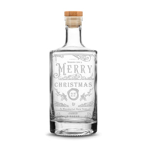 Customizable Merry Christmas Jersey Bottle, 750mL, Laser Etched or Hand Etched
