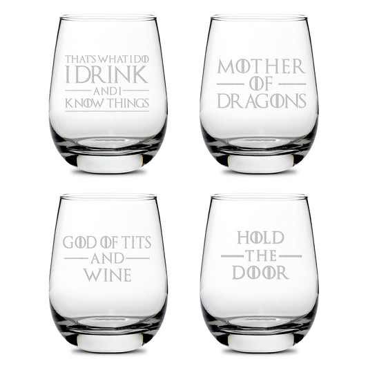 Premium Wine Glass, Game of Thrones, Quote Selection, 16oz, Laser Etched or Hand Etched