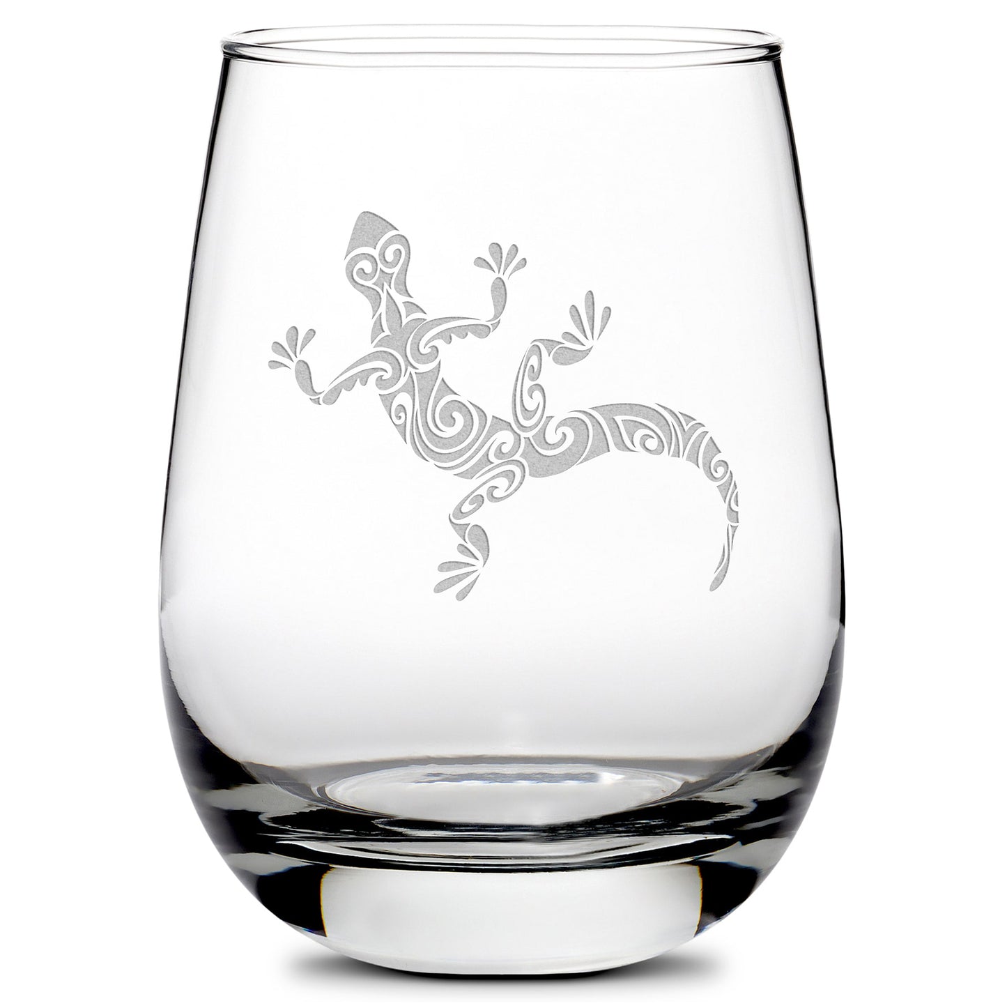 Premium Wine Glass, Gecko Design, 16oz, Laser Etched or Hand Etched