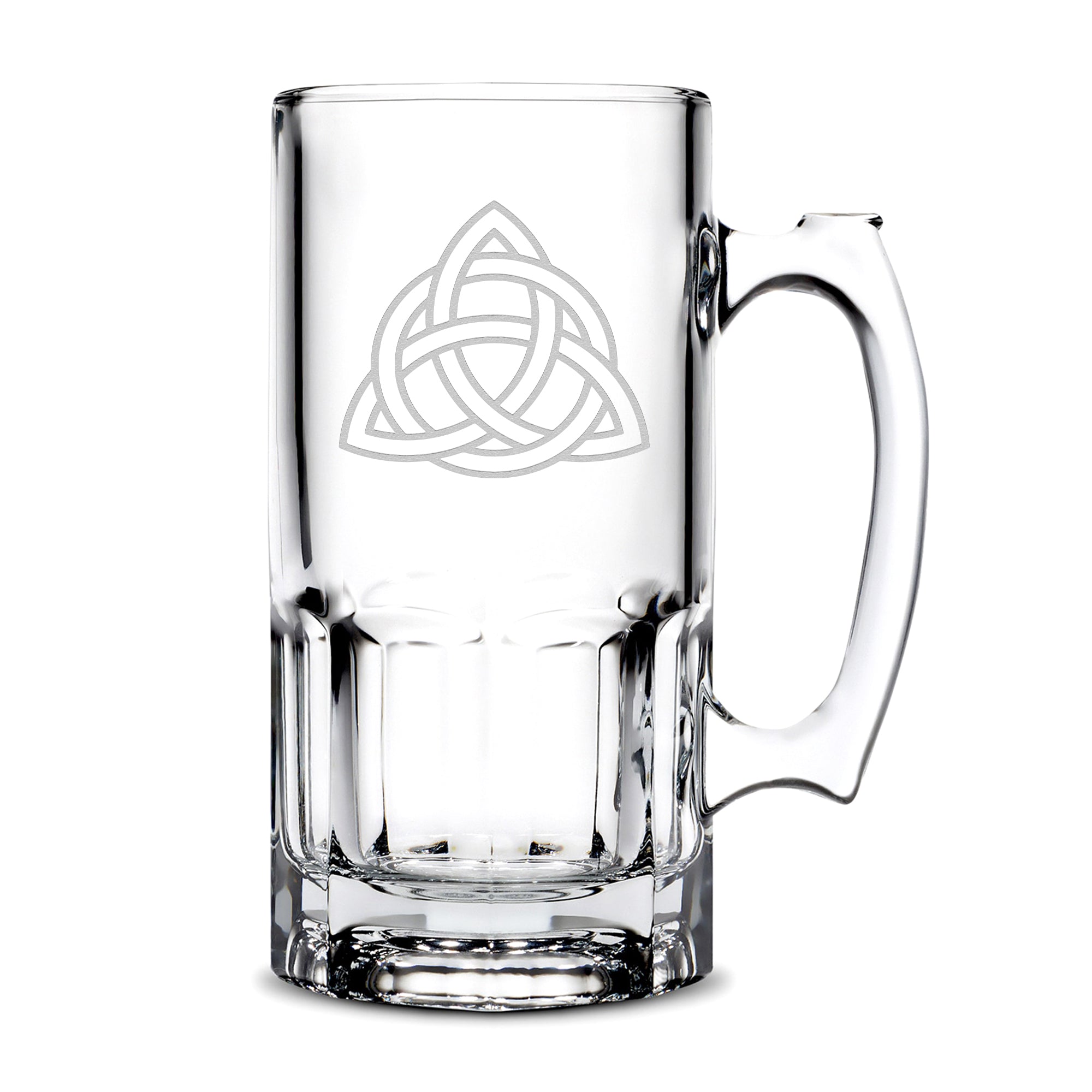 Premium Gibraltar Beer Mug, Celtic Trinity, 32oz, Laser Etched or Hand Etched