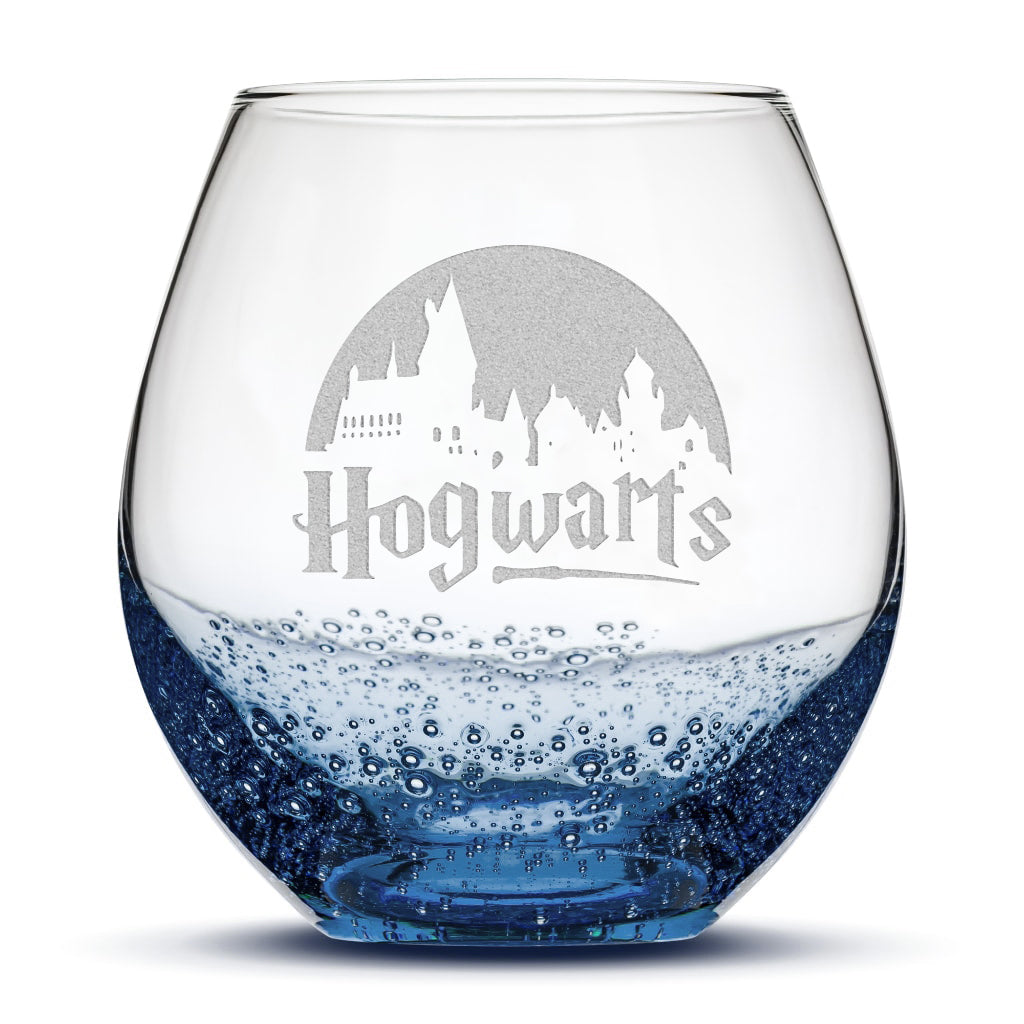 Integrity Bottles, Bubble Wine Glass, Harry Potter, Hogwarts, Laser Etched or Hand Etched, 18oz