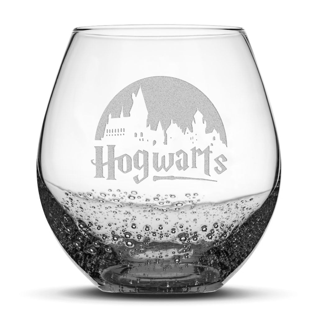 Integrity Bottles, Bubble Wine Glass, Harry Potter, Hogwarts, Laser Etched or Hand Etched, 18oz