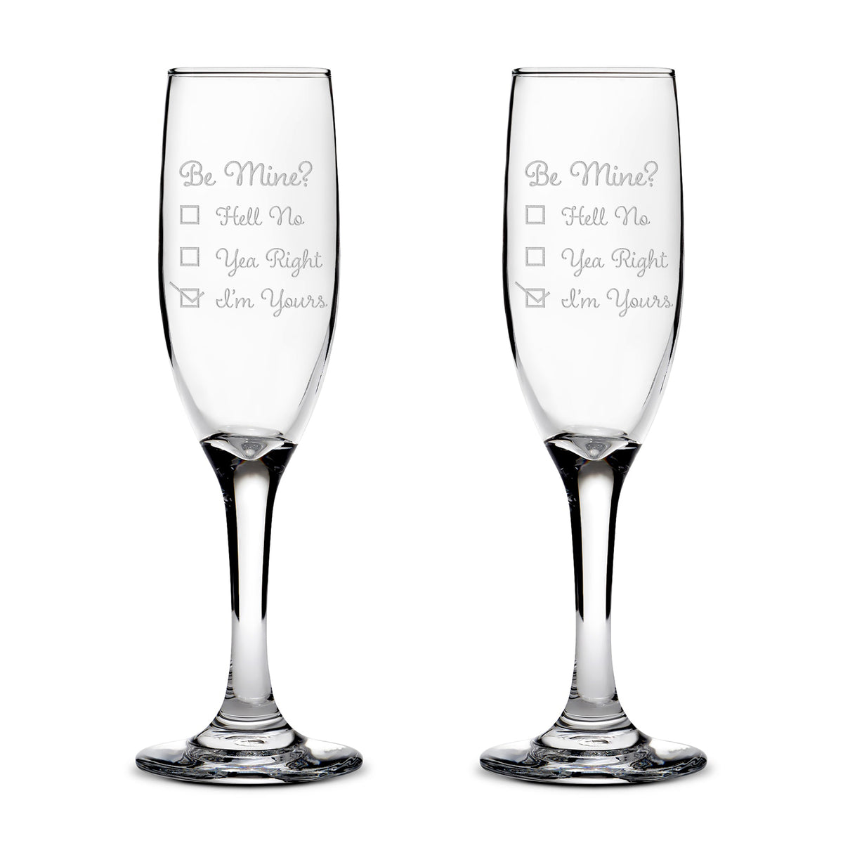 Premium Stemmed Champaign Flute, I'm Yours, Set of 2, Laser Etched or Hand Etched