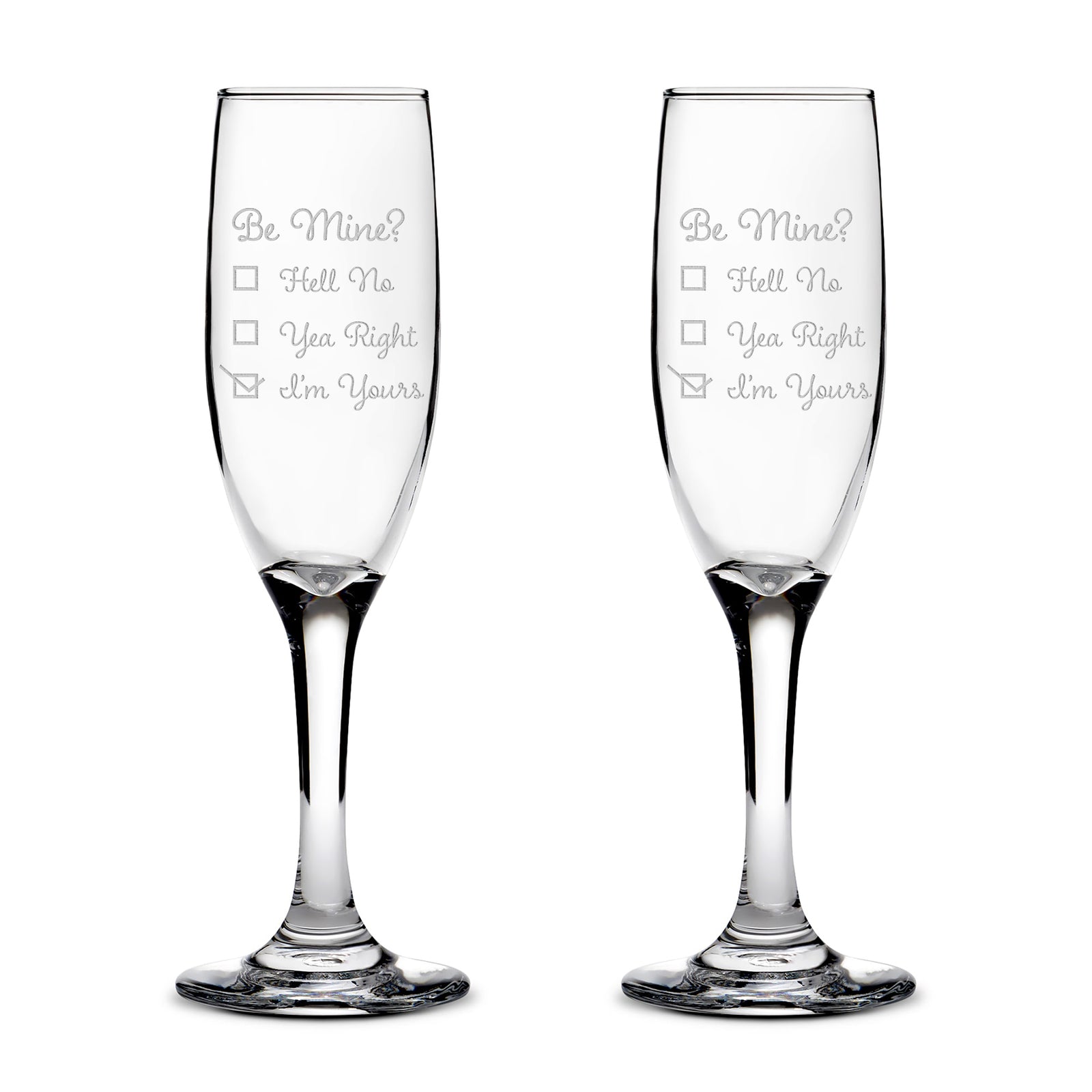 Premium Stemmed Champaign Flute, I'm Yours, Set of 2, Laser Etched or Hand Etched