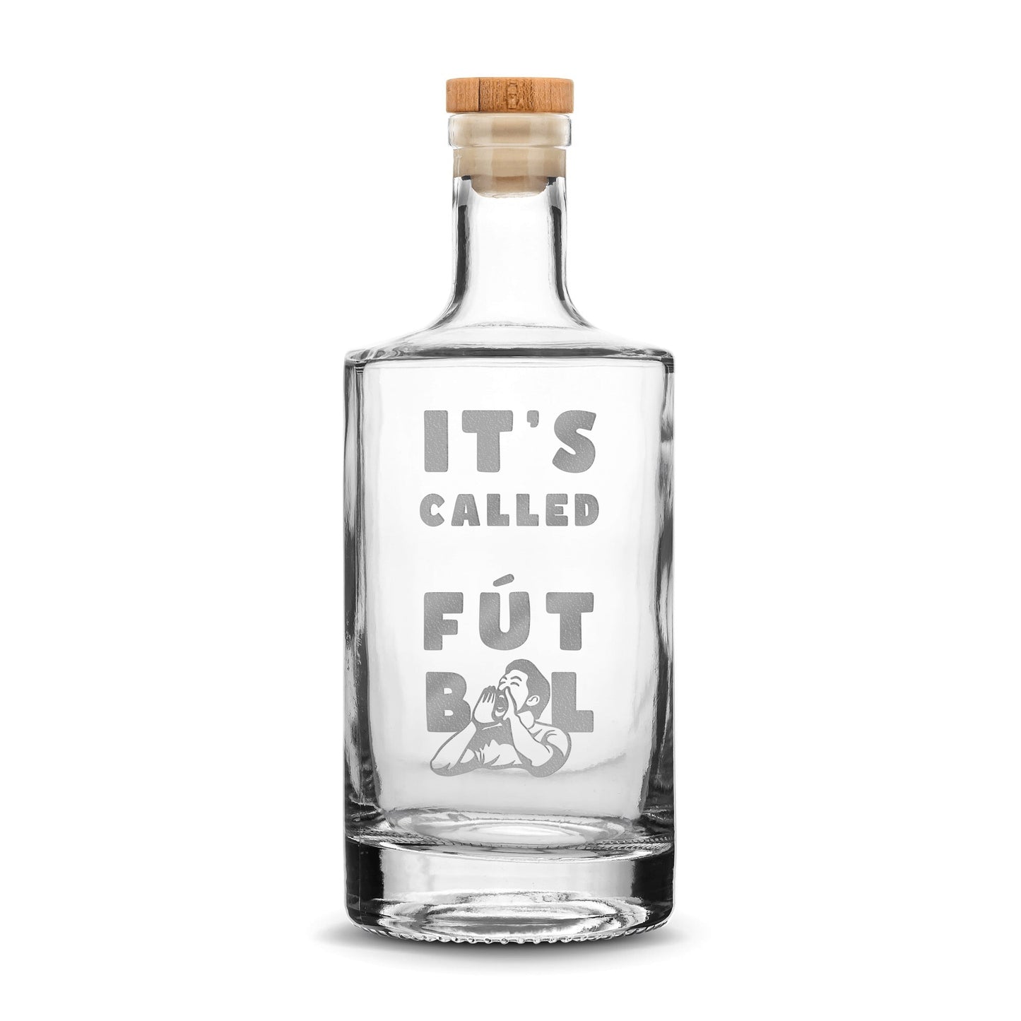 Premium Jersey Liquor Decanter, It's Called Futbol, 750mL, Laser Etched or Hand Etched