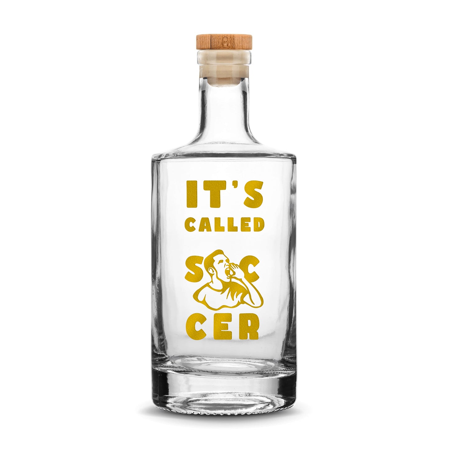 Premium Jersey Liquor Decanter, It's Called Soccer, 750mL, Laser Etched or Hand Etched