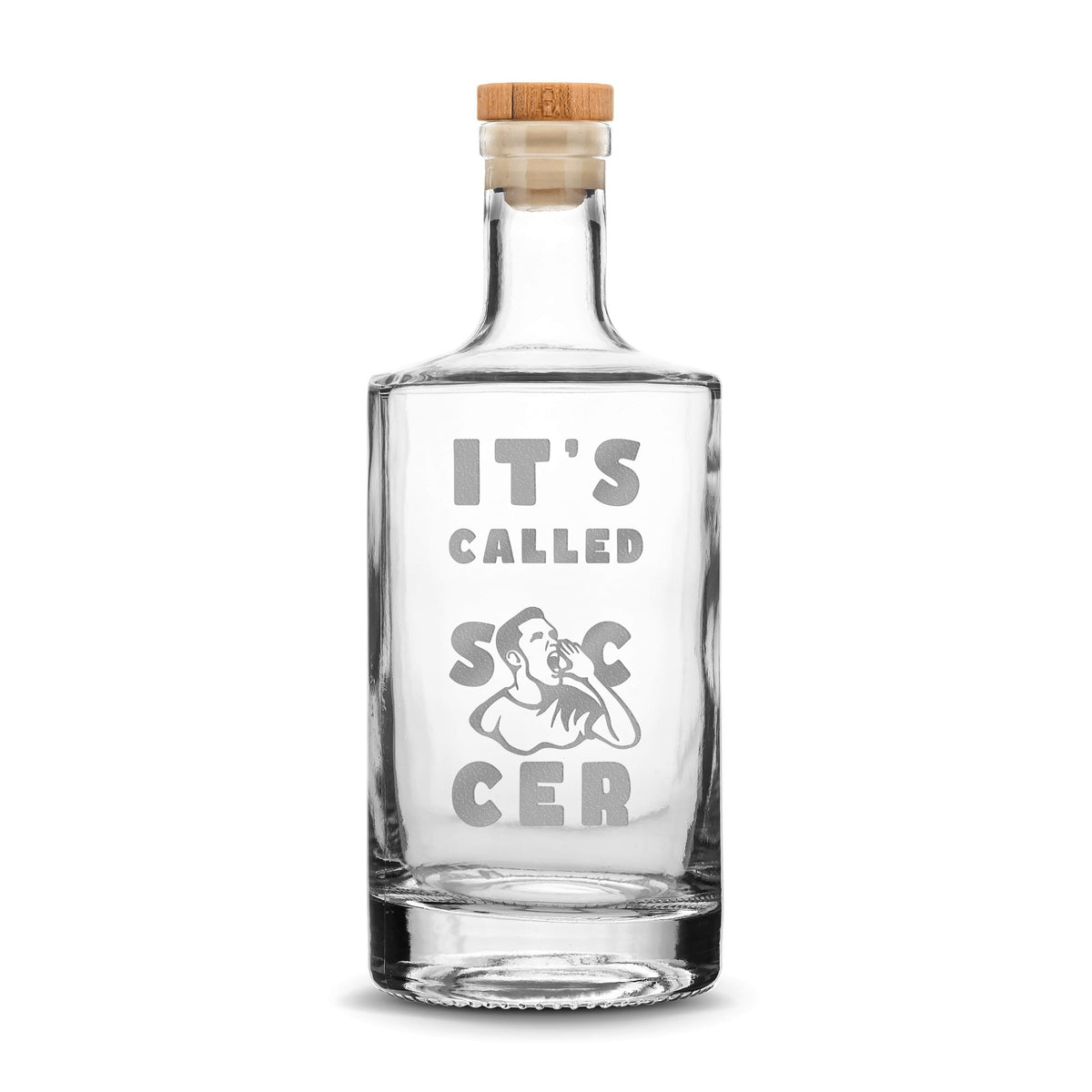 Premium Jersey Liquor Decanter, It's Called Soccer, 750mL, Laser Etched or Hand Etched