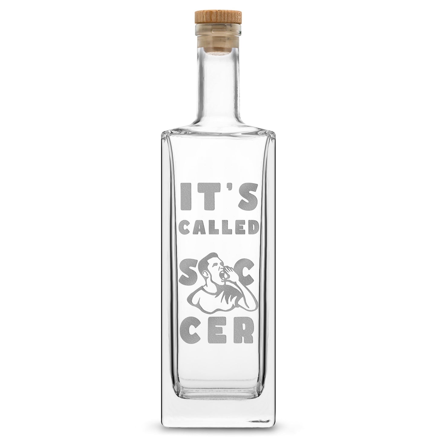 Premium Liberty Liquor Bottle - It's Called Soccer, 750ml, Laser Etched or Hand Etched