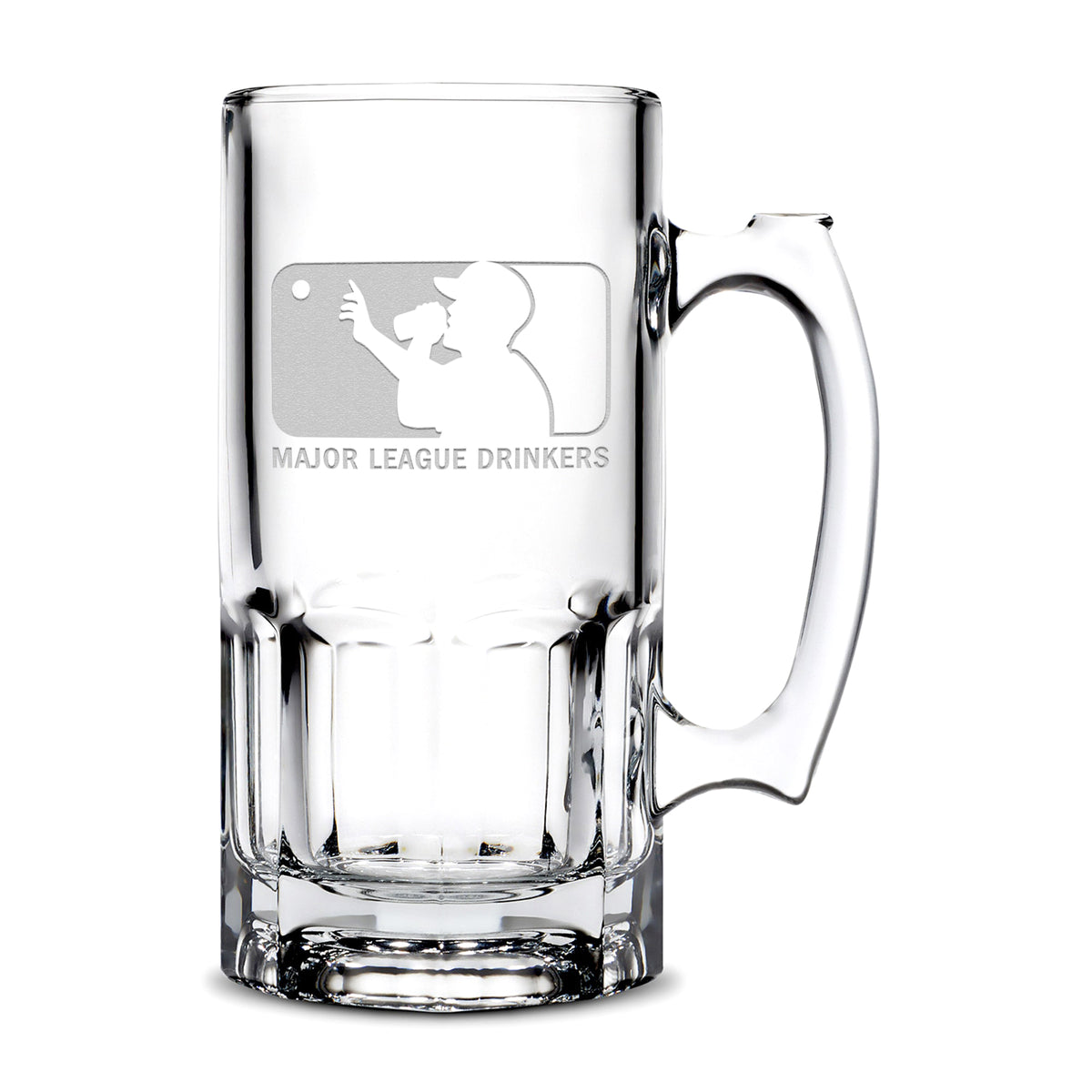 Integrity Bottles Major League Drinkers, Premium Gibraltar Glass Mug, Handmade, Handblown, Hand Etched Gifts, Sand Carved, 32oz, Laser Etched or Hand Etched