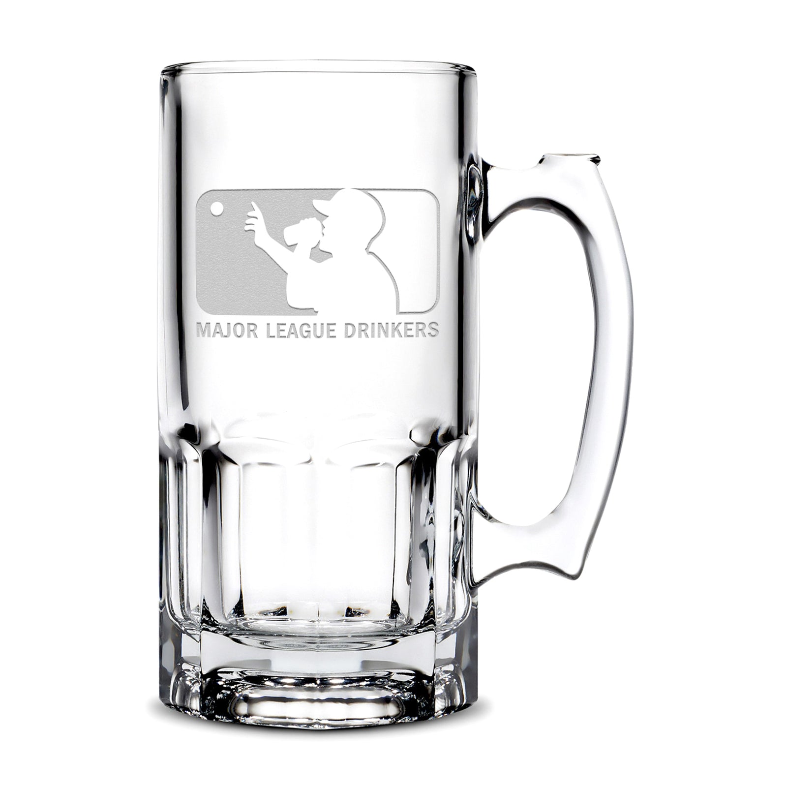 Integrity Bottles Major League Drinkers, Premium Gibraltar Glass Mug, Handmade, Handblown, Hand Etched Gifts, Sand Carved, 32oz, Laser Etched or Hand Etched