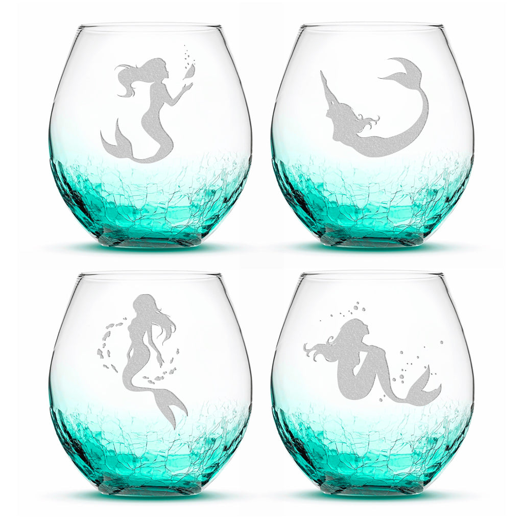 Mermaid All Purpose Large Wine Glasses Set of 4