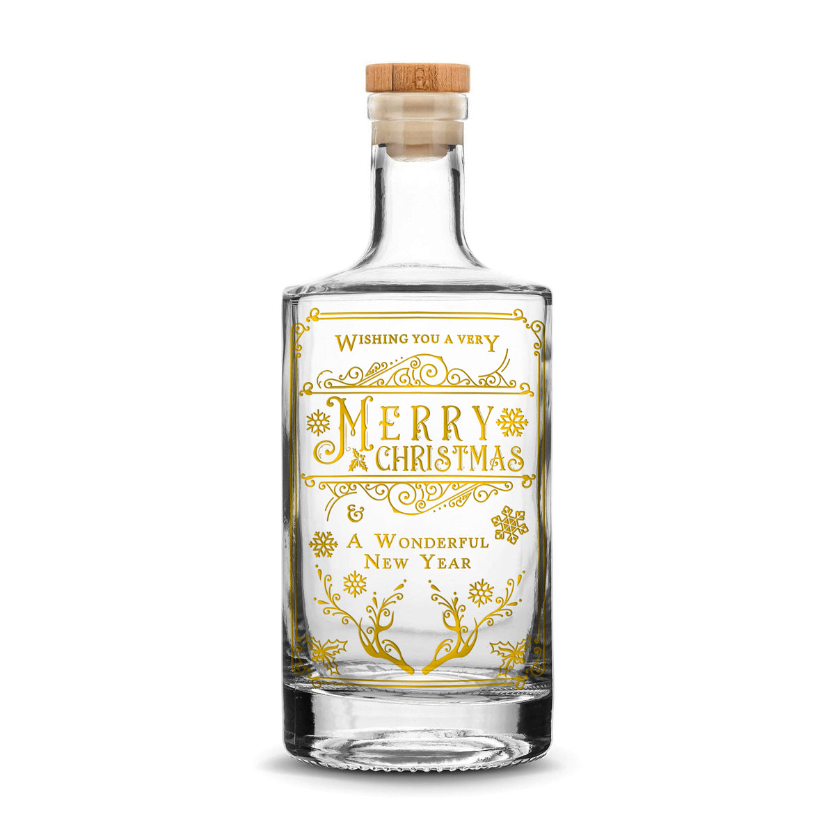 Merry Christmas Jersey Bottle, 750mL, Laser Etched or Hand Etched