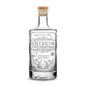 Merry Christmas Jersey Bottle, 750mL, Laser Etched or Hand Etched