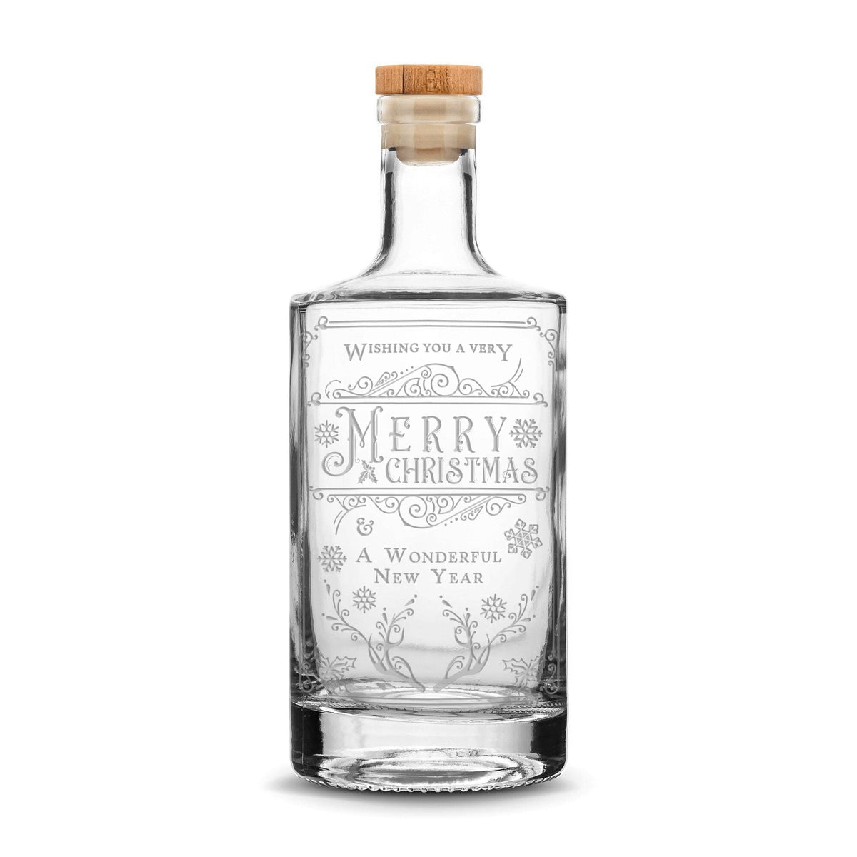 Merry Christmas Jersey Bottle, 750mL, Laser Etched or Hand Etched