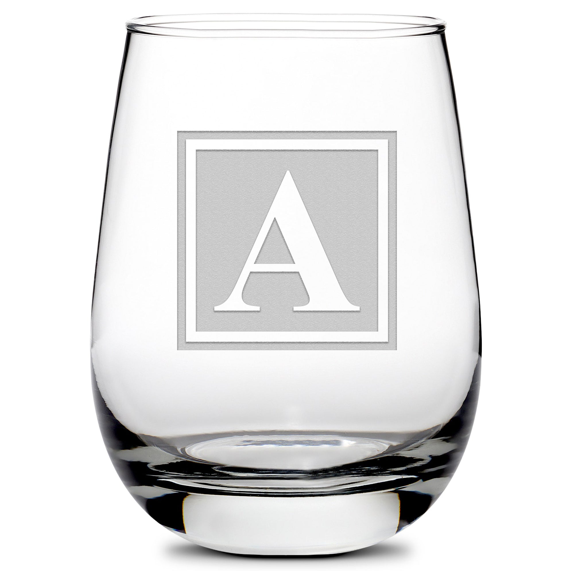 Customizable Monogram Stemless Wine Glass, 16oz