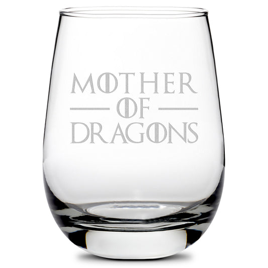 Premium Wine Glass, Game of Thrones, Mother of Dragons, 16oz, Laser Etched or Hand Etched