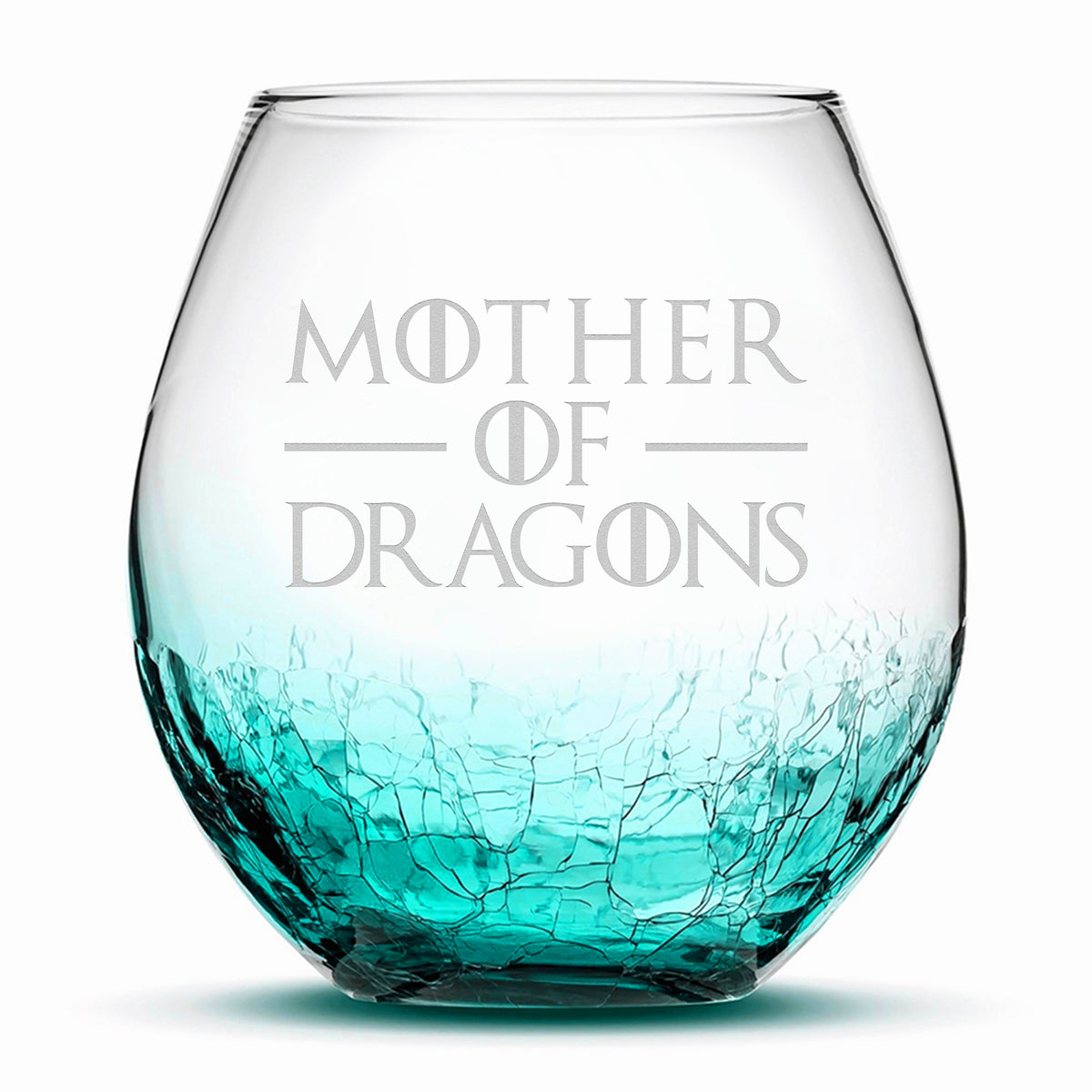 Crackle Wine Glass, Mother of Dragons, Laser Etched or Hand Etched, 18oz