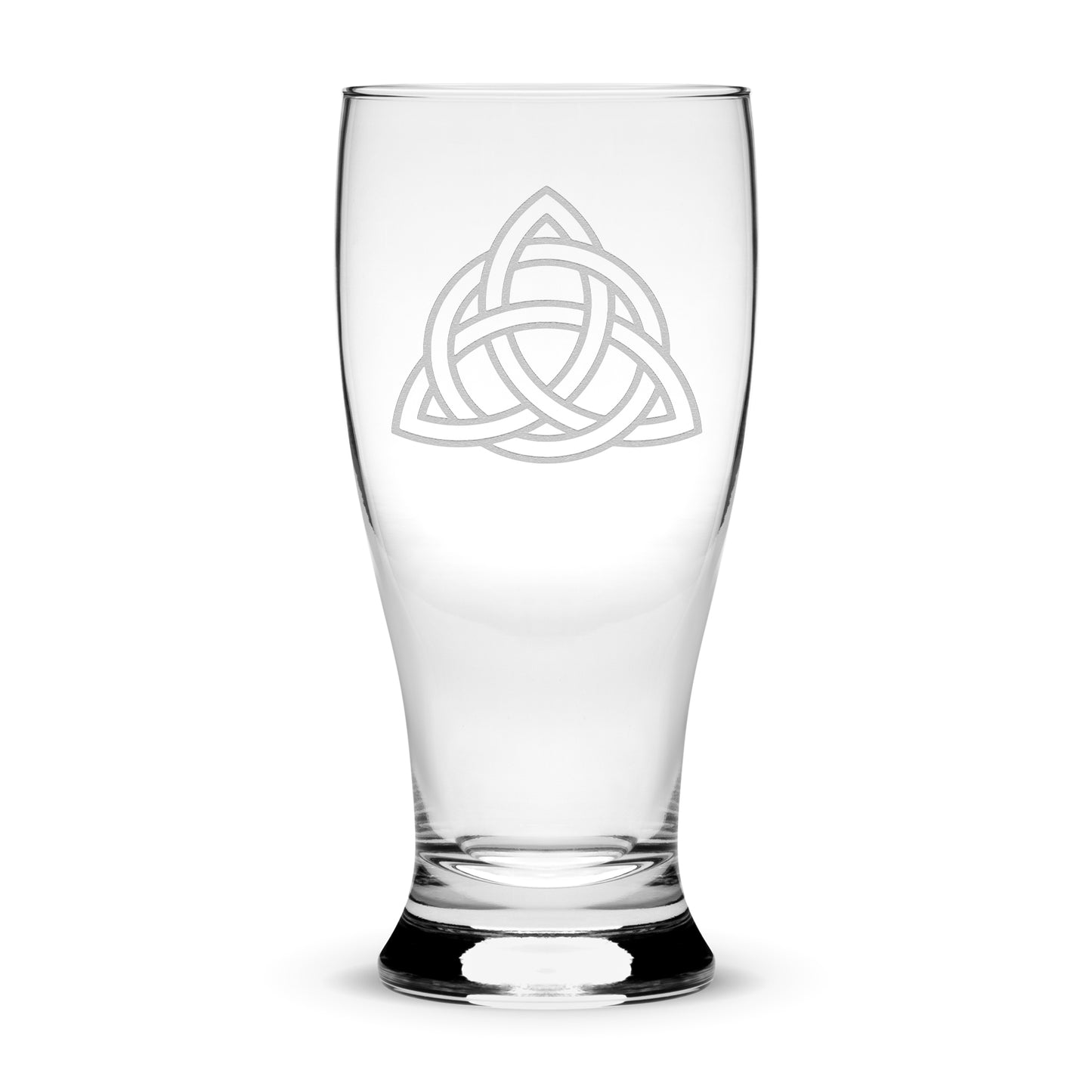 Premium Etched Pilsner Glass, Celtic Trinity, 16oz, Laser Etched or Hand Etched