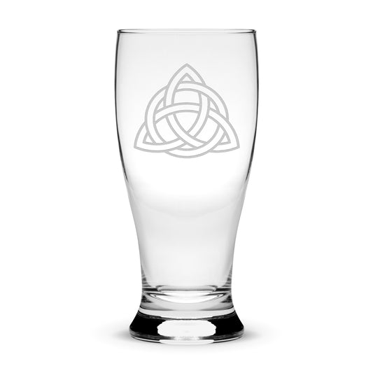 Premium Etched Pilsner Glass, Celtic Trinity, 16oz, Laser Etched or Hand Etched