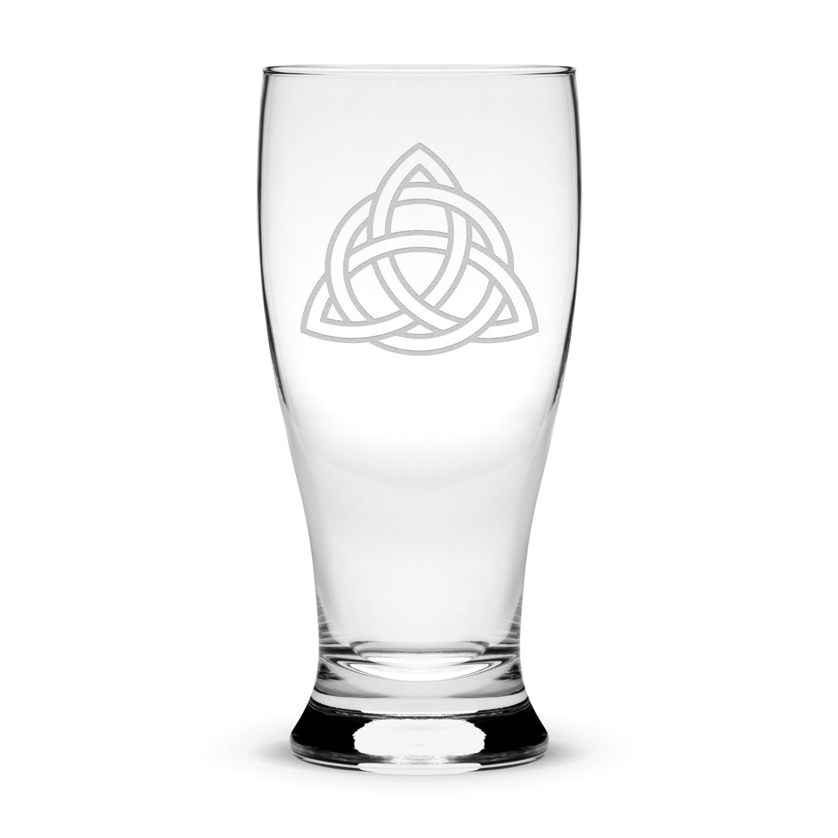 Premium Etched Pilsner Glass, Celtic Trinity, 16oz, Laser Etched or Hand Etched
