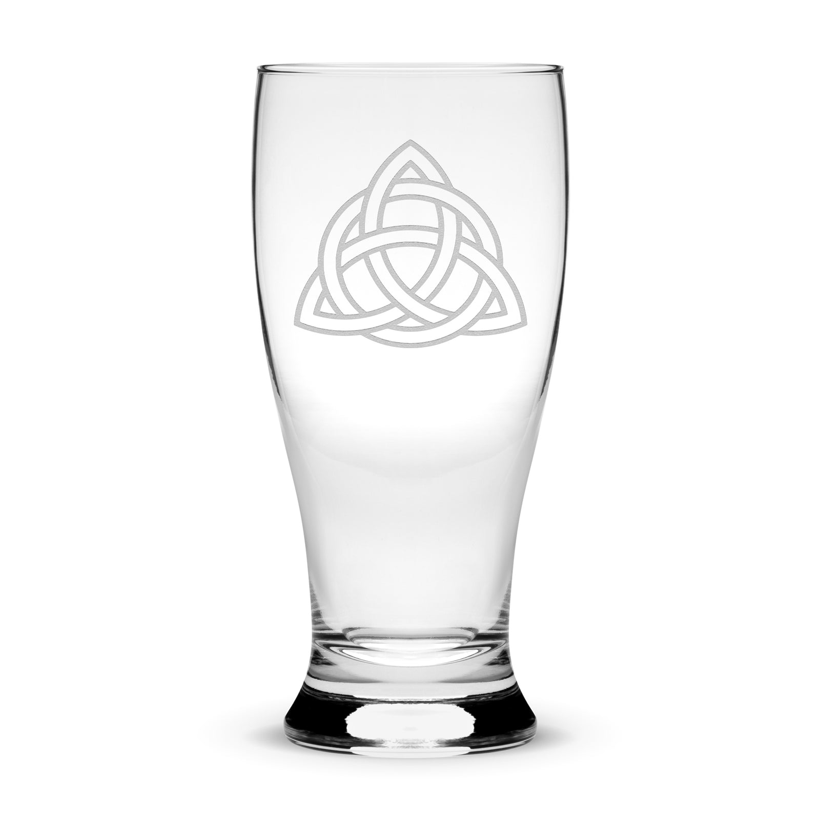 Premium Etched Pilsner Glass, Celtic Trinity, 16oz, Laser Etched or Hand Etched