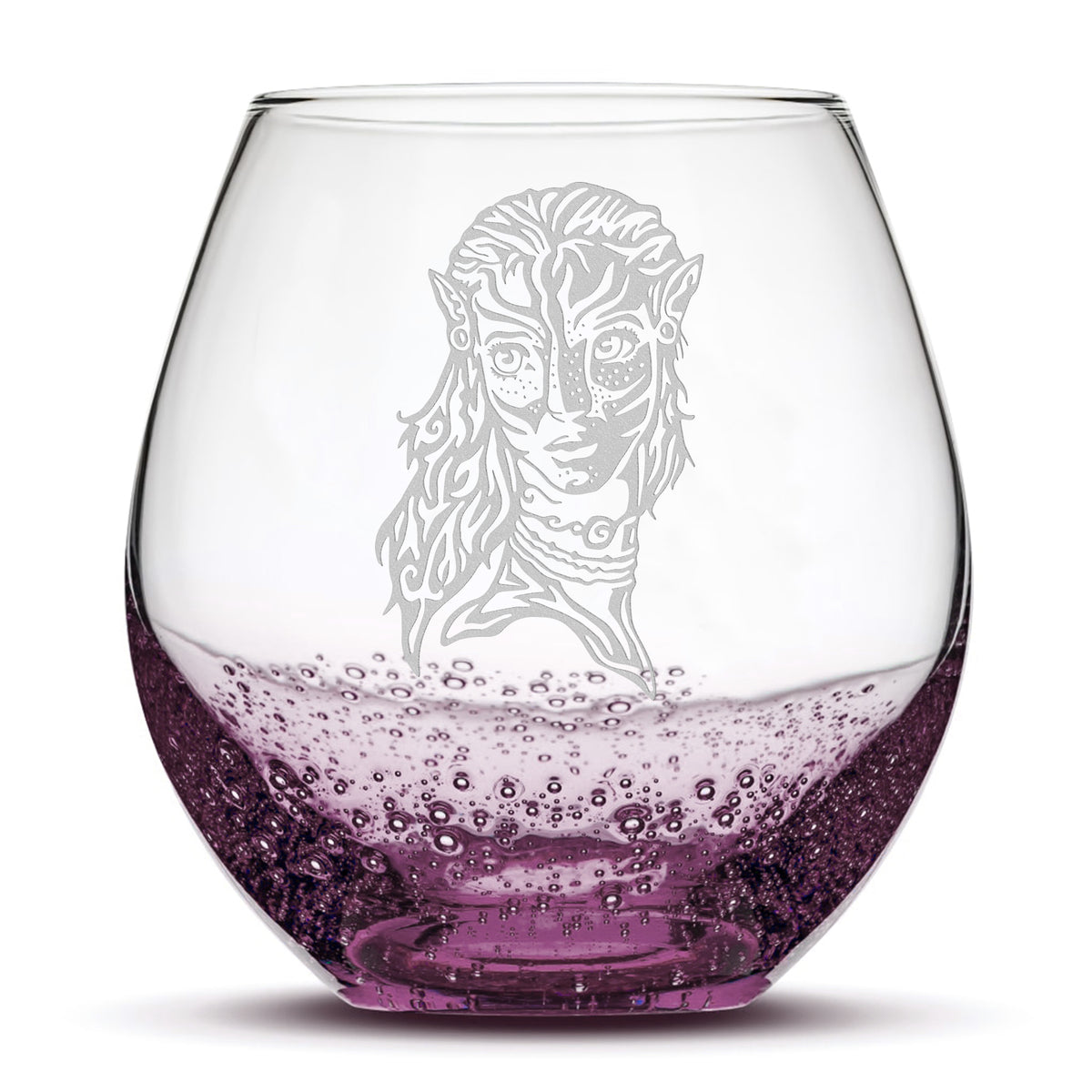 Bubble Wine Glass, Avatar Neytiri, Laser Etched or Hand Etched, 18oz