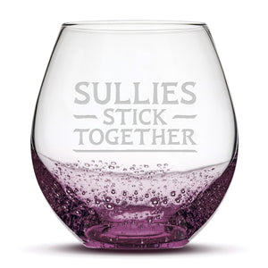 Bubble Wine Glass, Avatar Sullies Stick Together, Laser Etched or Hand Etched, 18oz