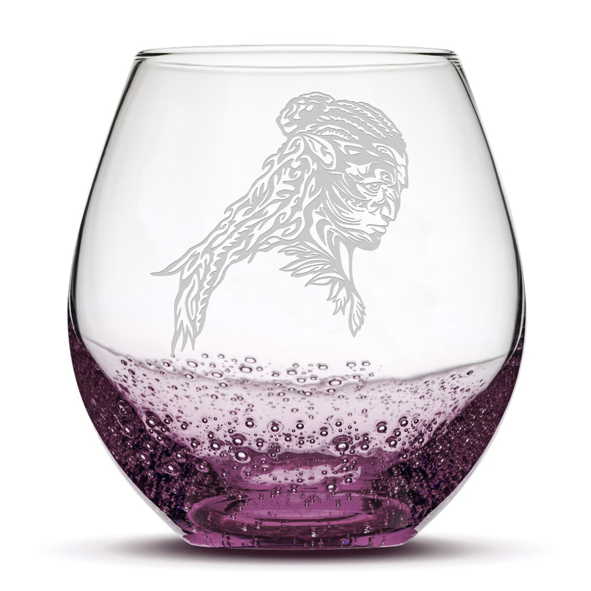 Bubble Wine Glass, Avatar Tonowari, Laser Etched or Hand Etched, 18oz
