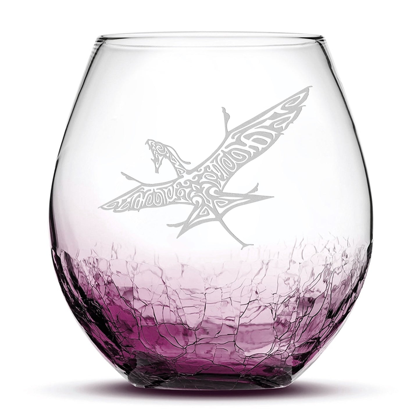 Crackle Wine Glass, Avatar Banshee, Laser Etched or Hand Etched, 18oz