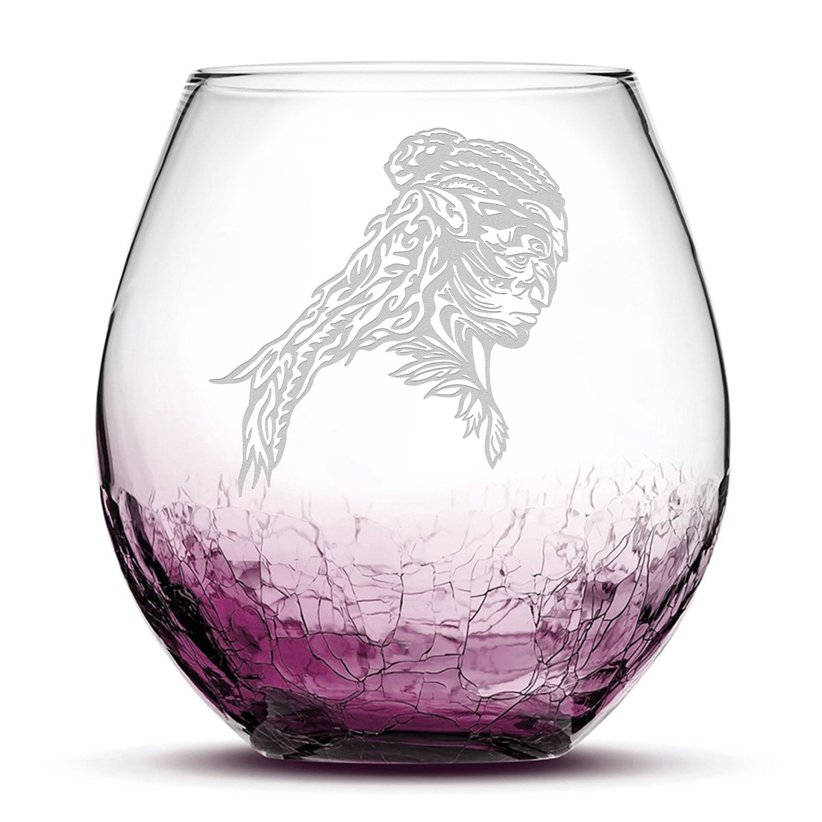 Crackle Wine Glass, Avatar Tonowari, Laser Etched or Hand Etched, 18oz