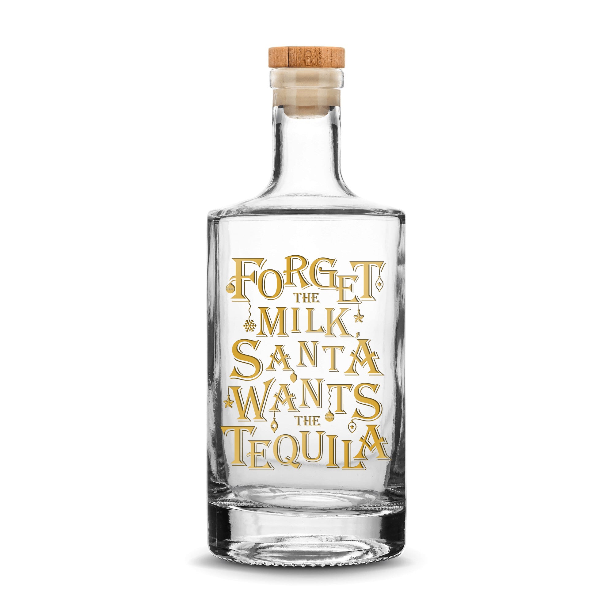 Santa Wants The Tequila Jersey Liquor Decanter, 750mL, Laser Etched or Hand Etched