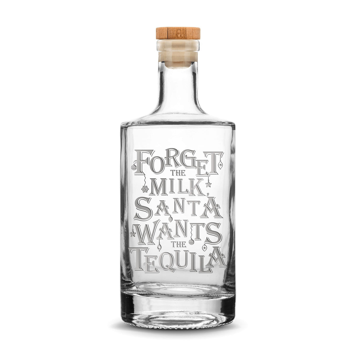 Santa Wants The Tequila Jersey Liquor Decanter, 750mL, Laser Etched or Hand Etched